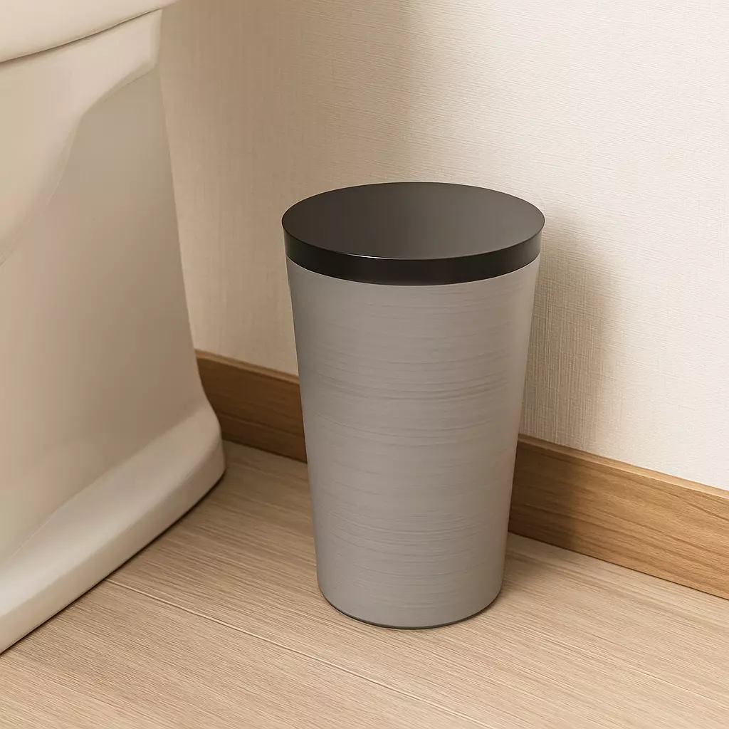 Antibacterial Small Trash Bin Gray Minimalist Japanese Style 1.4L - Image 3