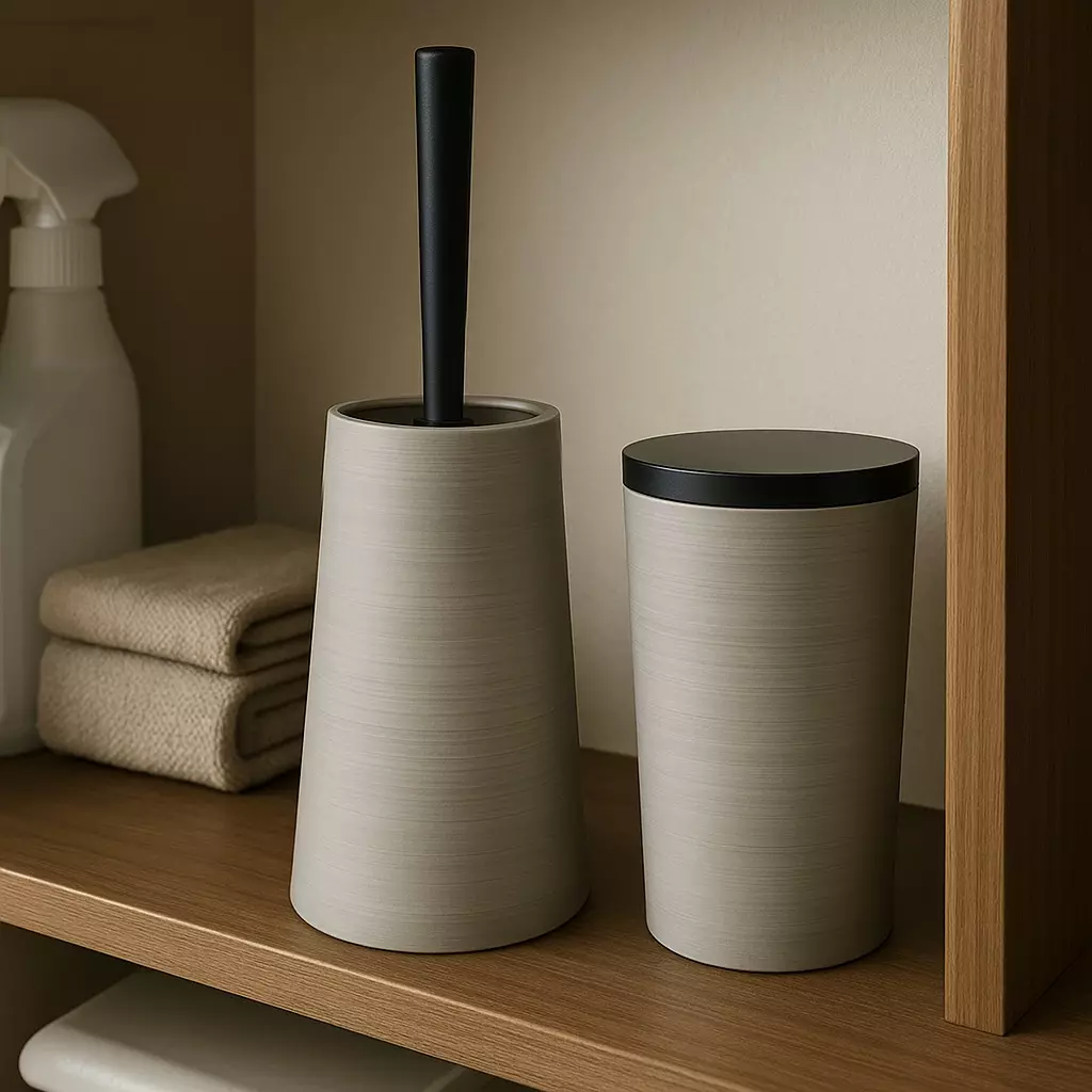 Antibacterial Small Trash Bin Gray Minimalist Japanese Style 1.4L - Image 4