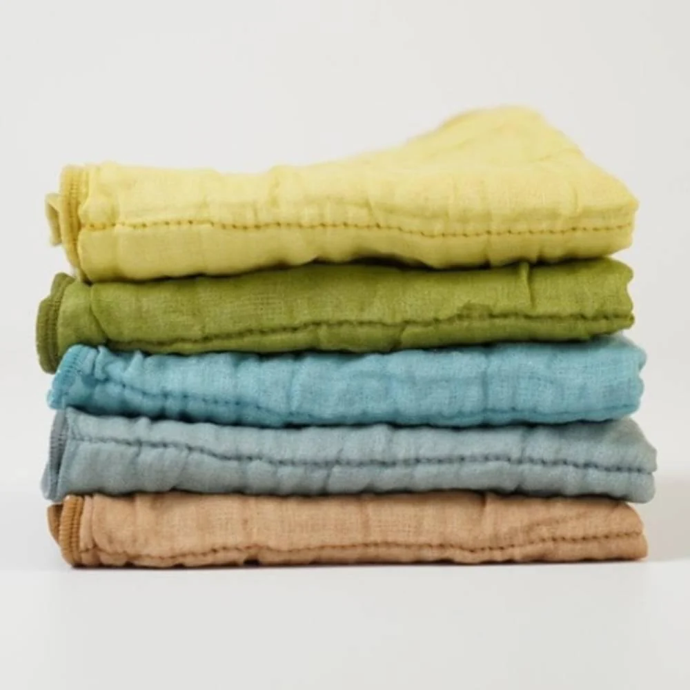 Five Layer Muslin Dish Cloth Blue Grey Cotton Dish Towel For Gifting - Image 3