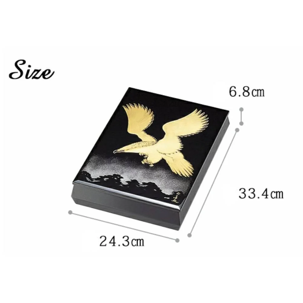 Isuke Handcrafted Lacquered Wooden A4 Storage Box Pine & Hawk - Image 3