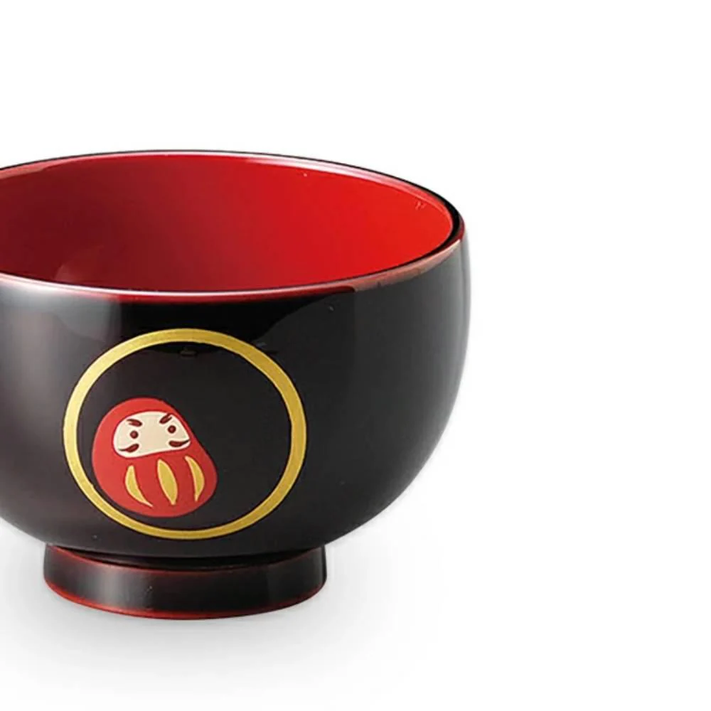 Isuke Japanese Lacquered Soup Bowls Daruma Doll Design (Set of 2) - Image 3