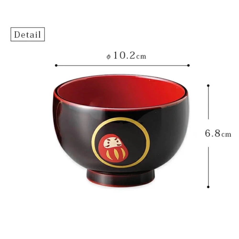 Isuke Japanese Lacquered Soup Bowls Daruma Doll Design (Set of 2) - Image 4