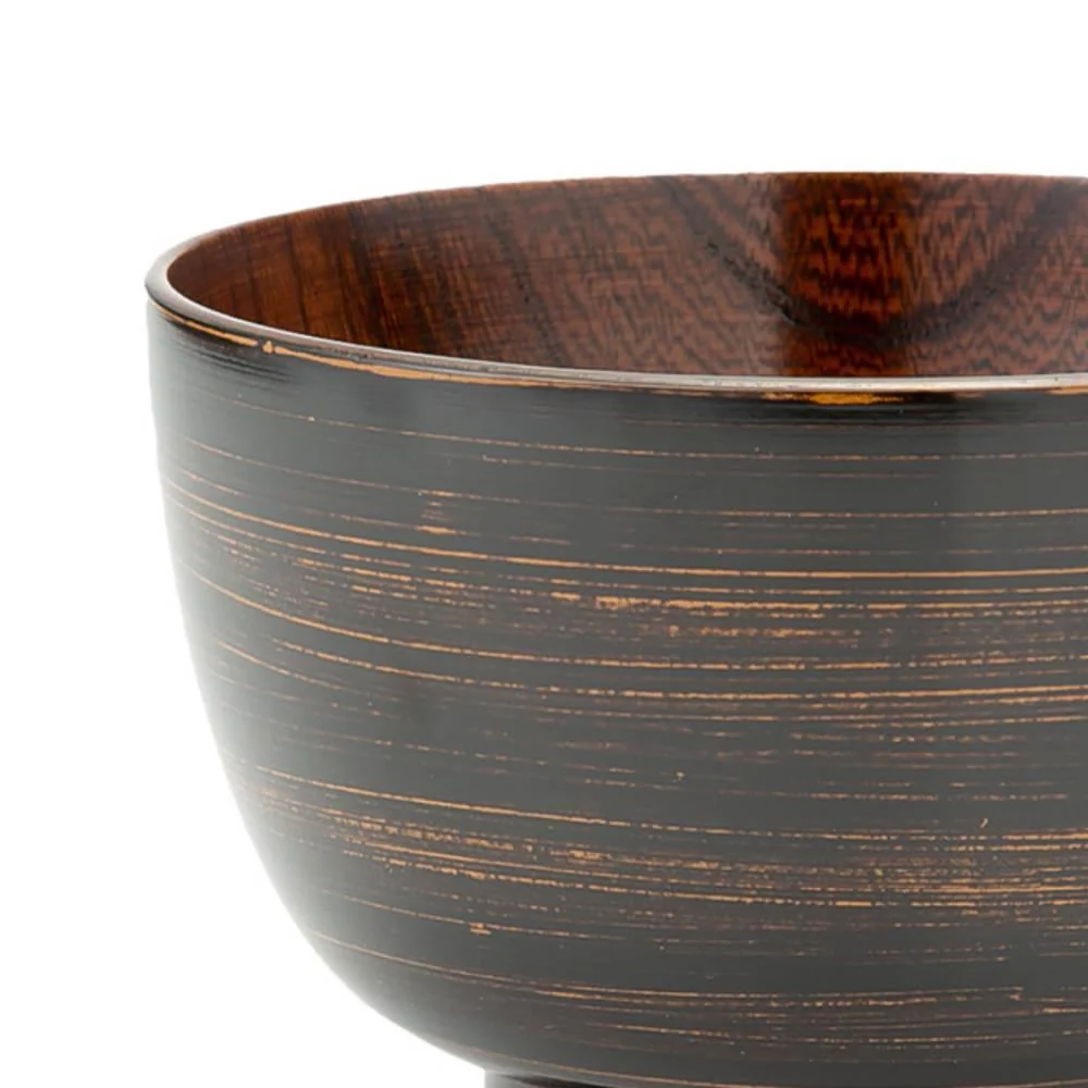 Isuke Japanese Lacquered Wooden Soup Bowl Black - Image 3