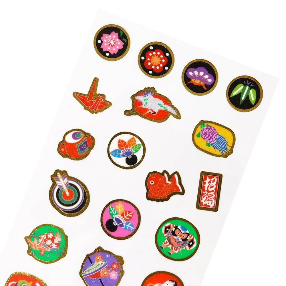 Nippon Seal Gold Foil Washi Stickers Good Luck Auspicious Motifs 1 Sheet - Image 3