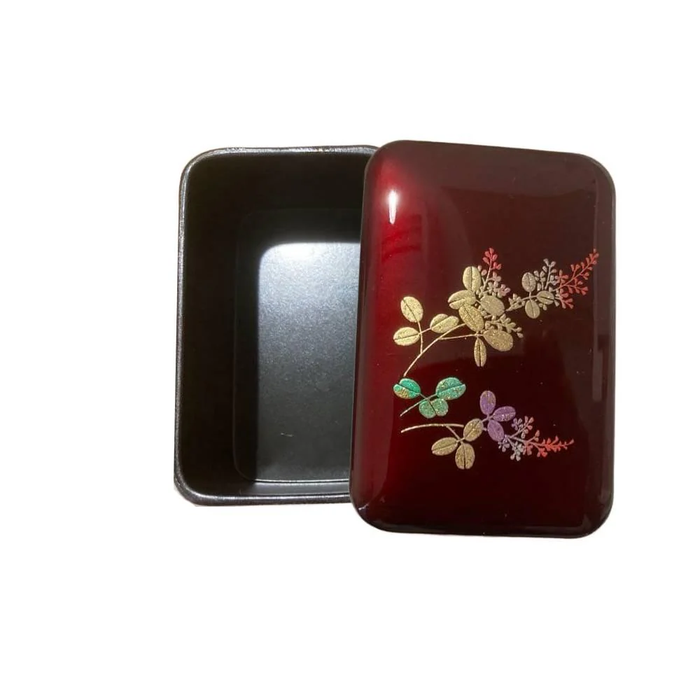 Red Lacquered Small Case Hagi Autumn Flowers Design - Image 3