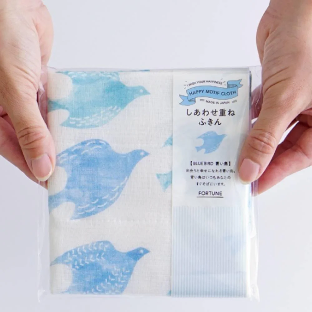 Seven Layer Muslin Dish Cloth Blue Bird Design Cotton Dish Towel - Image 3